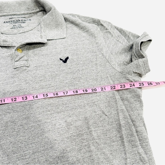 American Eagle Outfitters Mens Grey Athletic Fit Polo Short Sleeve Shirt - Picture 4 of 6